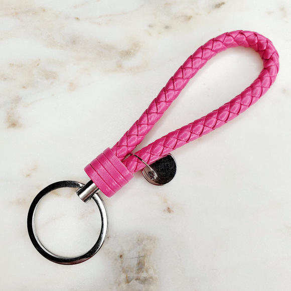 Braided Vegan Leather Keychain Keyring Key Fob - Picture 3 of 4